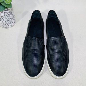 Vince size 6.5 black perforated leather slip on sneakers for women